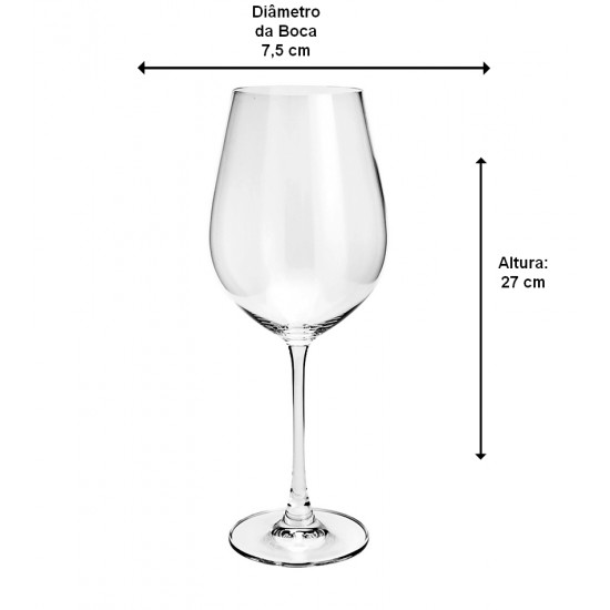 Jogo 6 Taças 850ml De Cristal Ecológico Columba Bohemia